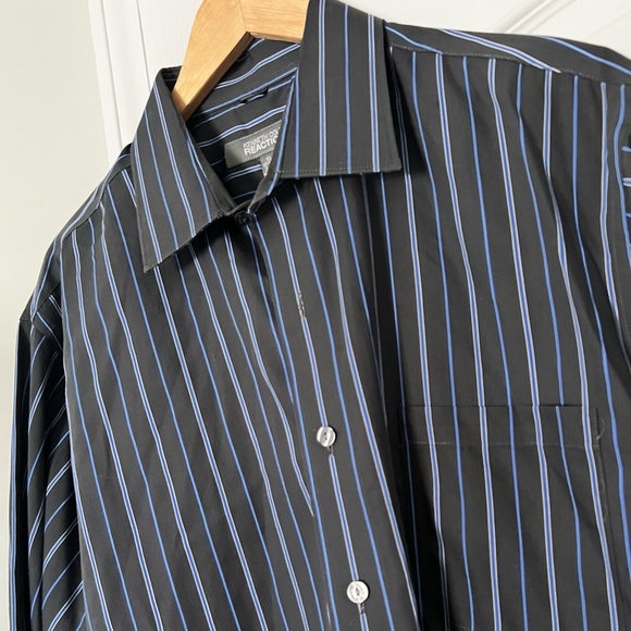Kenneth Cole | men’s black stripe button down shirt - XL regular fit - Picture 4 of 8